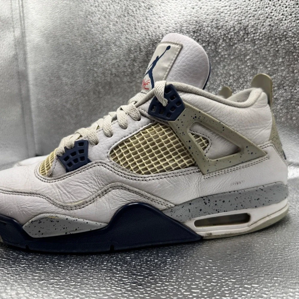 Size 10 Jordan 4 Retro Midnight Navy Mens White Good DH6927-140 Cement Print